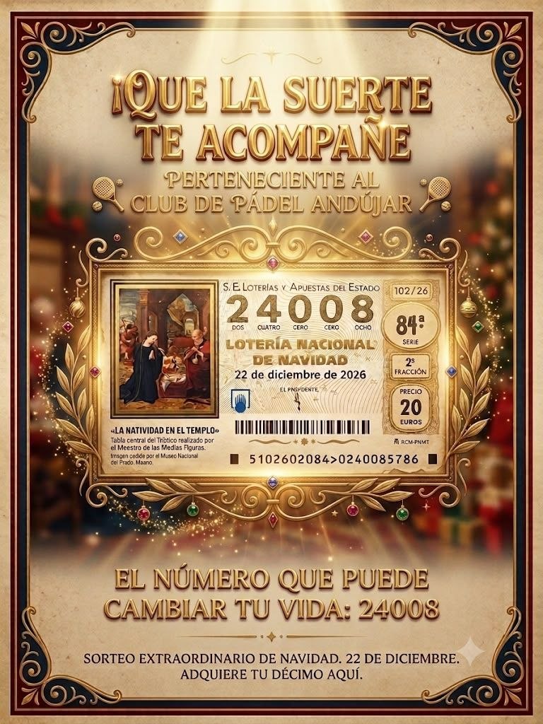 ¡Sorteo de Navidad en el Club de Pádel Andújar!
